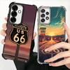 America Route 66 Plating Phone Case For Samsung A17 A07 A37 A57 A16 A56 A15 A55 A14 A54 A13 A53 A26 A36 A25 A35 A24 A34 A23 A33