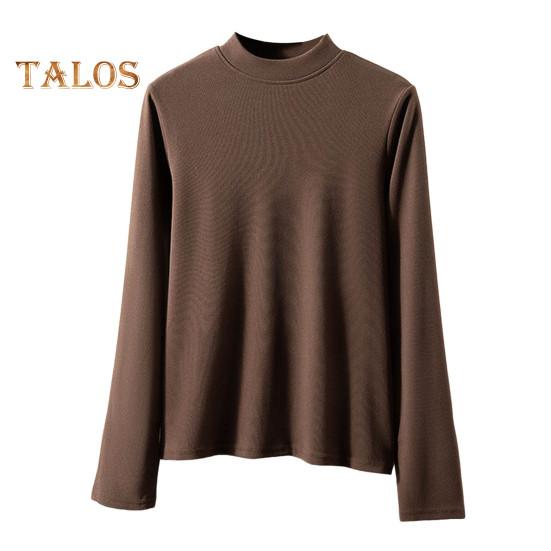 

Женские нижние топы DE Velvet Self-Heating Thermal Top Half High Gate Long Sleeve Slim Fit Base Layer Shirt L кофейный