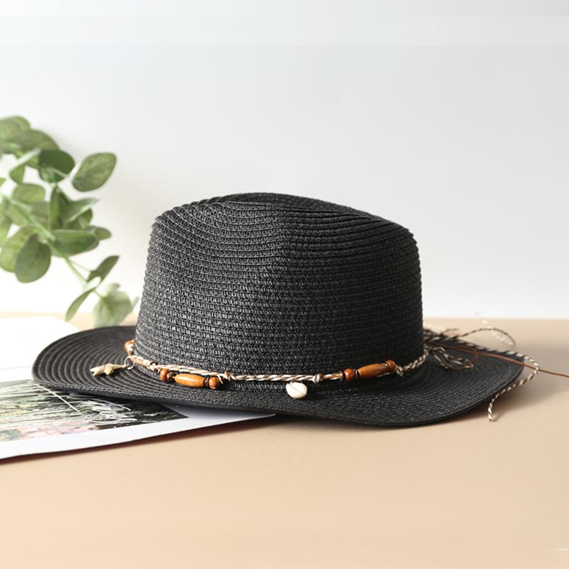 Summer Sun Hats Ladies Fashion Girl Straw Hat Shell Strap  Beach Hat Casual Grass Jazz Top Panama Hat Womens Bone Visor Cap
