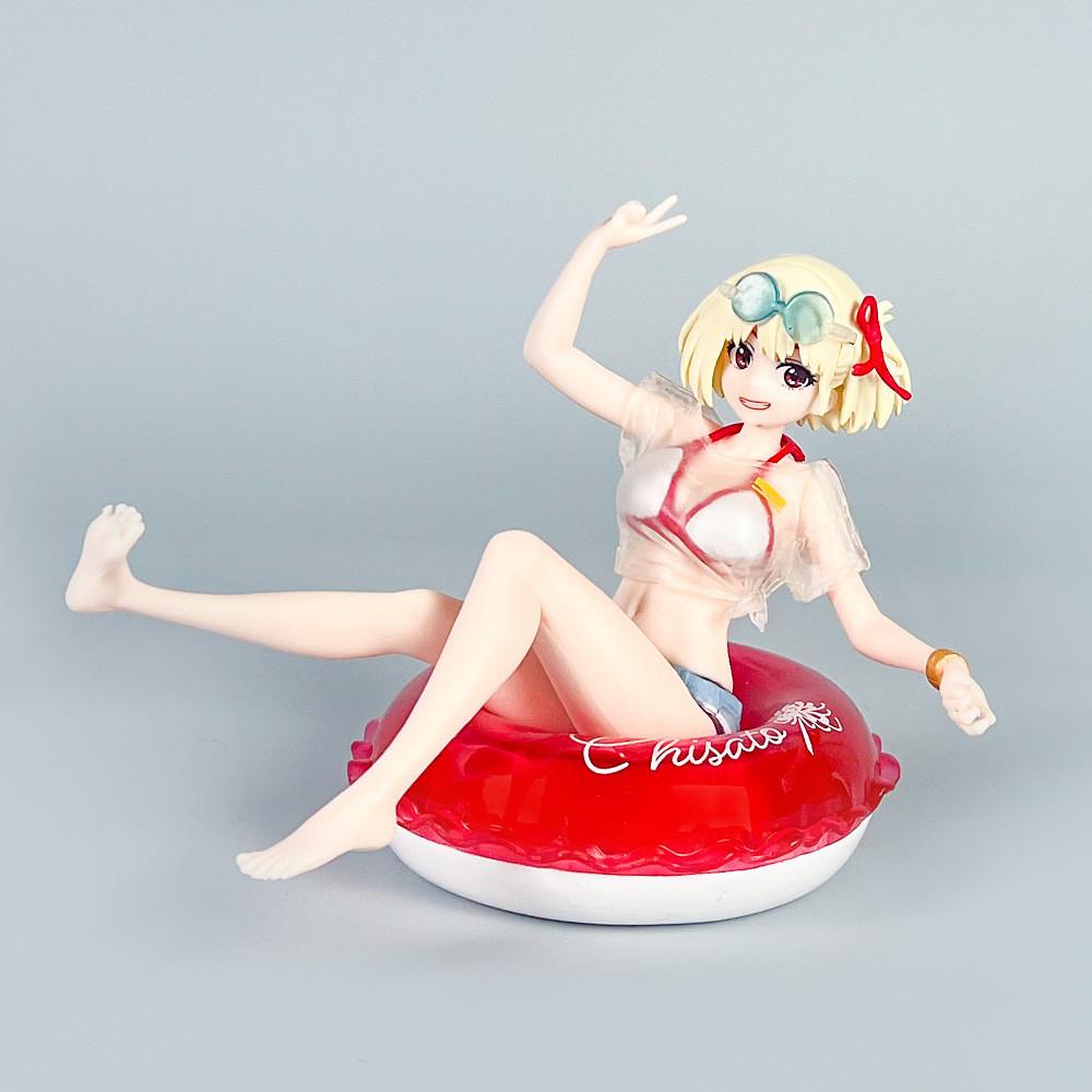 Lycoris Recoil Nishikigi Chisato Pvc Anime Figure With Sitting Pose And Swim Ring For Collectors