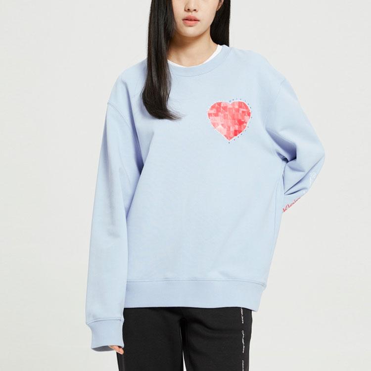 Calvin Klein Heart Embroidery Print Crew Neck Long Sleeve Sweatshirt Unisex Sweatshirt Blue J400125-C1U