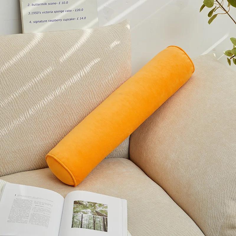 Long Body Pillow Round Cushion Head Leg Back Support Backrest Pillow for Sofa Bed Roll Cushion Removable Washable