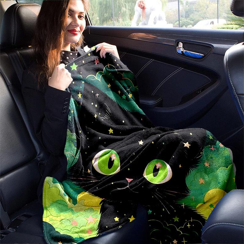 1pc Cartoon Star Cat  Cute Design for Home Decor, Gift Idea, Living Room, Travel, Camping, Car Blankets