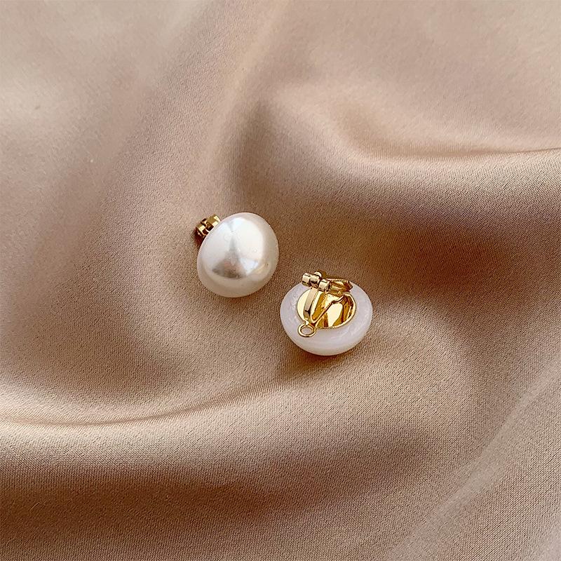 15mm Minimalist White Simulated Pearl Round Clip On Earrings For Women No Piercing Wedding Party Jewelry