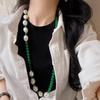 Vintage Autumn And Winter Natural Vitreous Chalcedony Agate Artificial Baroque Pearl Sweater Chain Necklace
