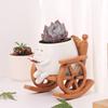 Smile Face Flower Pot Creative Cute Head Planter Decorative Flower Pot Rocking Chair Coffee/Bench Reading Succulent Resin Pots