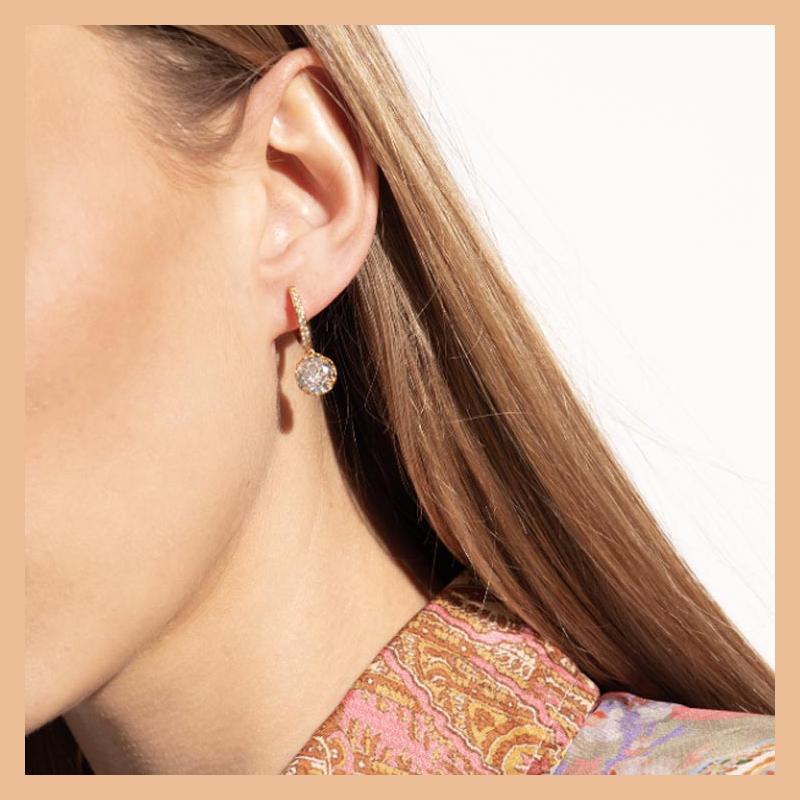 Kate Spade Crystal Hoop Glass Crystal Inlaid Earrings Women's Gold WBRUH400
