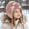 Soft Knit Baby Beanie Bow Decor Girl Hat Wind Proof Kids Hat  Kids