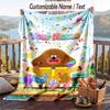 Hey Duggee Flannel Blanket, Personalized Custom Name Text, Soft Warm Plush Throw Blanket For Gift