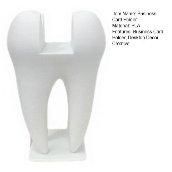 3D Printed Business Card Holder, Tooth Shaped Matte White Organizer, Minimalist Style Ornament for Dental Clinics Office Home
