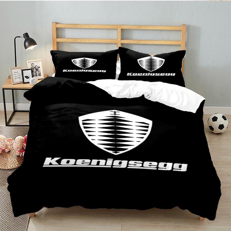 3-teiliges Königs Auto Bettwäsche-Set Bedruckte Bettbezug-Verschluss Enthält 1 Bettbezug & 2 Kissenbezüge für Alle Jahreszeiten Schlafzimmer-Dekoration