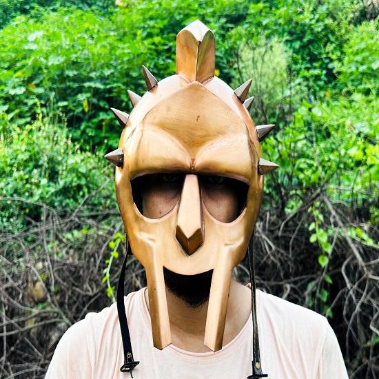 Hełm gladiatora King Maximus Decimus meridiany Miedziane wykończenie hełmy pancerza z wewnętrzną wyściółką Średniowieczna zbroja rycerska Cosplay hełm prezent