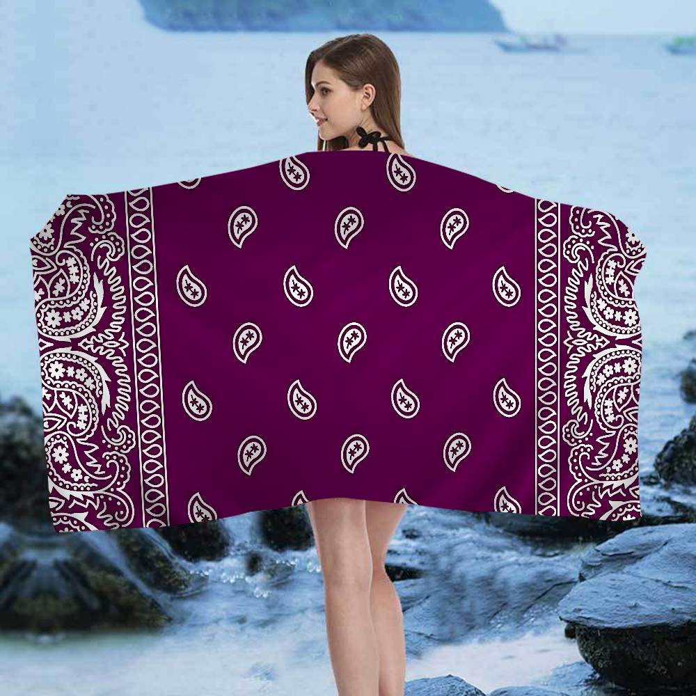 Mode B-Bandanna Microvezel Deken Sneldrogende Strandlakens Oversized Bedrukking Super Absorberend Zwembad Deken