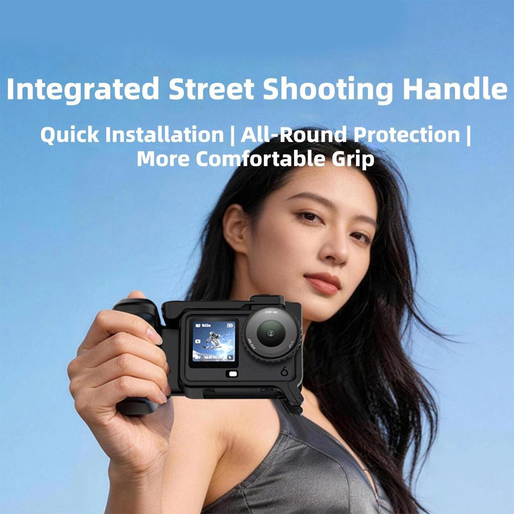 Ergonomic Street Shoot Handle Protective Frame for Action 6 Cameras Quick Release Cold Shoe Mount ABS Hand Grip