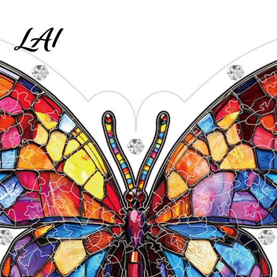 Colorful Glass Effect Suncatcher Acrylic Puzzle Butterfly for Window Stained Jigsaw Easy to Hang Ornament Window Hanging Decoration Indoor