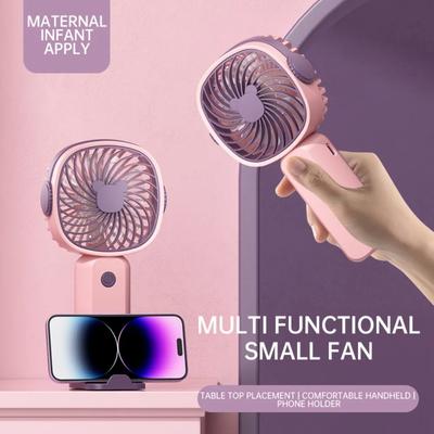 Taşınabilir Mini El Fanı Masaüstü Telefon Tutuculu Açık Hava Elektrikli Fan USB Şarjlı 3 Kademeli Ayarlanabilir Rüzgar Hızı Sessiz Fanlar