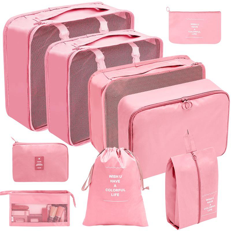 Travel Storage Set: Foldable Toiletry, Makeup, Clothes, Shoes, Digital Accessories, and Drawstring Luggage Bags.