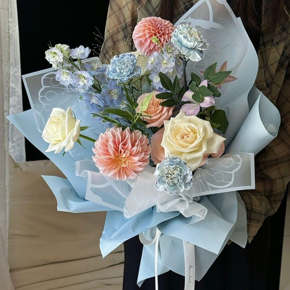 20pcs Waterproof Rose Flower Bouquet Packing Bag Butterfly pattern Wrapping Sheets  Valentine's Day