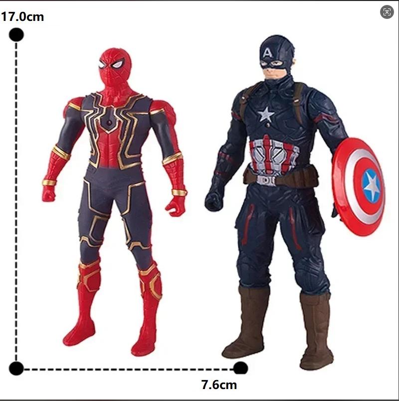 17 Cm Giocattoli per Bambini Marvel Figure Anime Spiderman Hulk Action Figure Iron Man Cartone Animato Giocattolo per Bambini Regalo di Natale Bambola Luminosa Hobbies