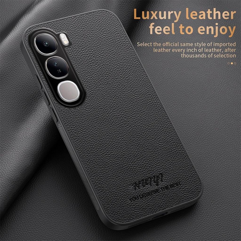 Leather Case for Vivo V40 Lite 4G (IDN) 5G Car Magnetic Holder Wireless Charging Silicone Hard Phone Cover vivoV40Lite 4G (IDN)