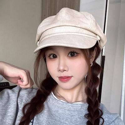 Beret Octagonal Hat Children Spring and Autumn Casual Retro Painter Beret Face Small Cloud Newsboy Hat