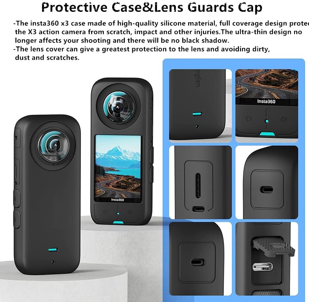 

7in1 Insta360 X3 Accessories Kit: Silicone Case, Lens Guard, Screen Protector, Outdoor Bag with Carabiner United States