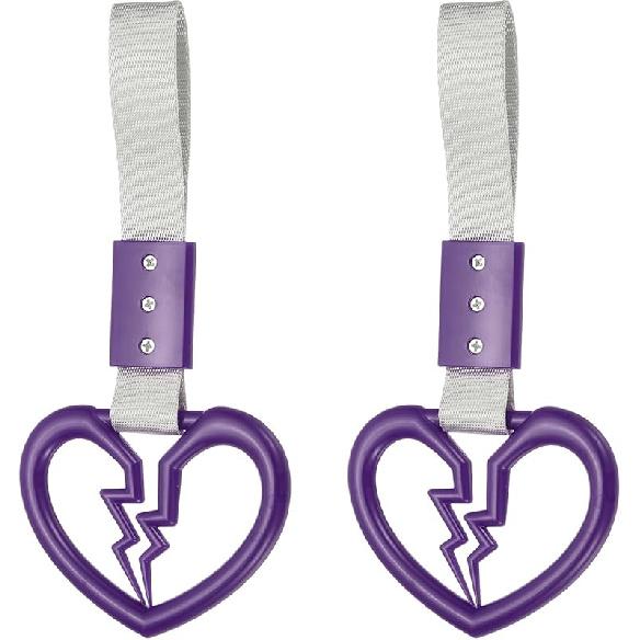 PATIKIL 2Pcs Broken Heart Shaped Car Handle Straps, Car Hanging Accessories Bumper Warning Ring Drift Charm For Auto Decor Interior Exterior