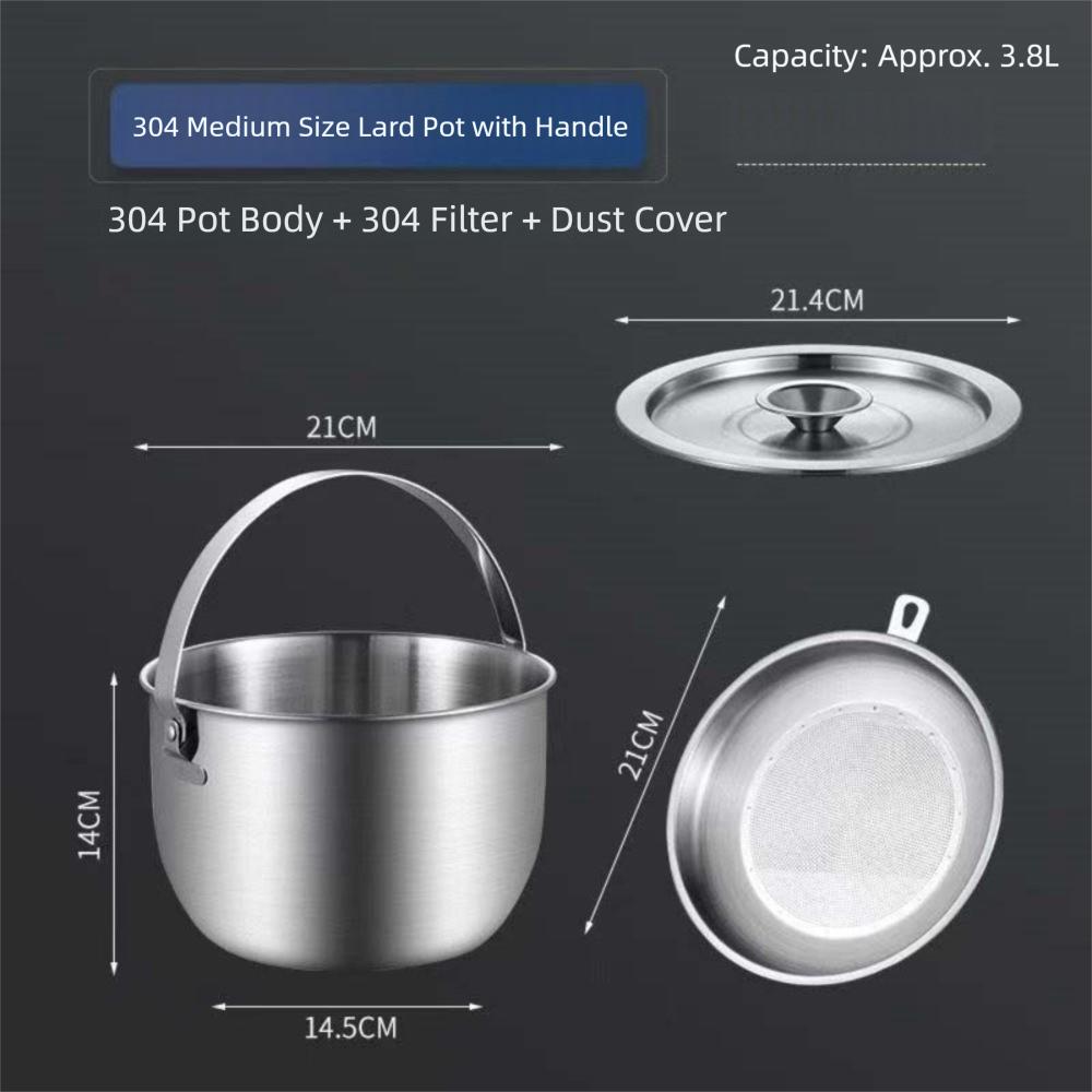 New 2.8L Oil Filter Pot Stainless Steel Lard Strainer Filter Tank Grease Keeper Storage Container Oil Pot Kitchen