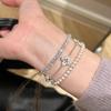 Handmade Delicate Lace Pull-Through Bracelet With Four-Leaf Clover Design Gold White Pearl Stackable Elegant Womens Jewelry