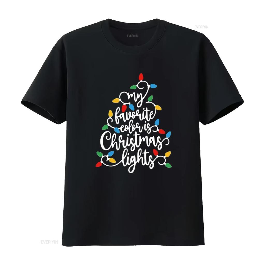 Mens My Favorite Color Christmas Lights Merry T Shirt Family Holiday Matching Black Vintage Was