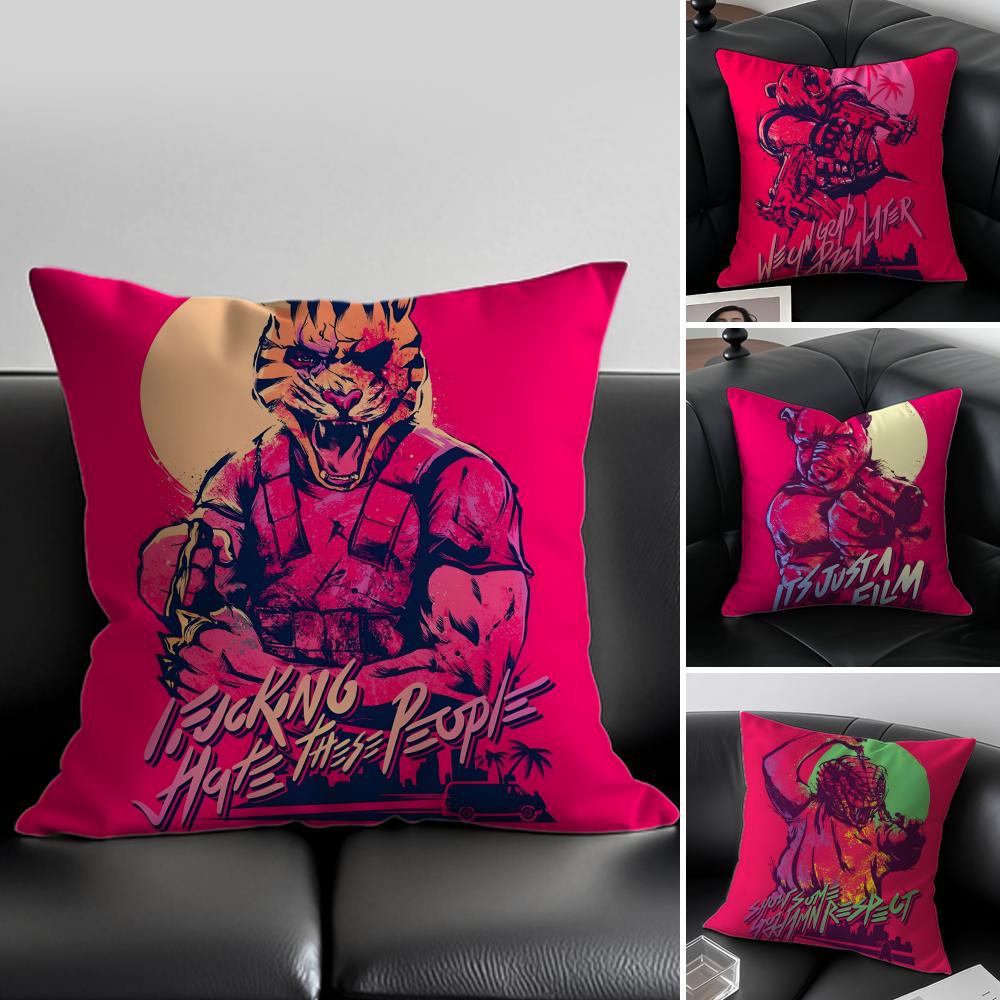 Spiel HHotline Miami Kissenbezug Kissenhülle Milbenschutz Unsichtbarer Reißverschluss seidiger Plüschkissen