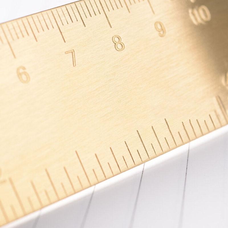 Hand Ruler Brass Metal Dual Scale15 Cm Rulers Measuring Tool Portable Retro Bookmark Thickening