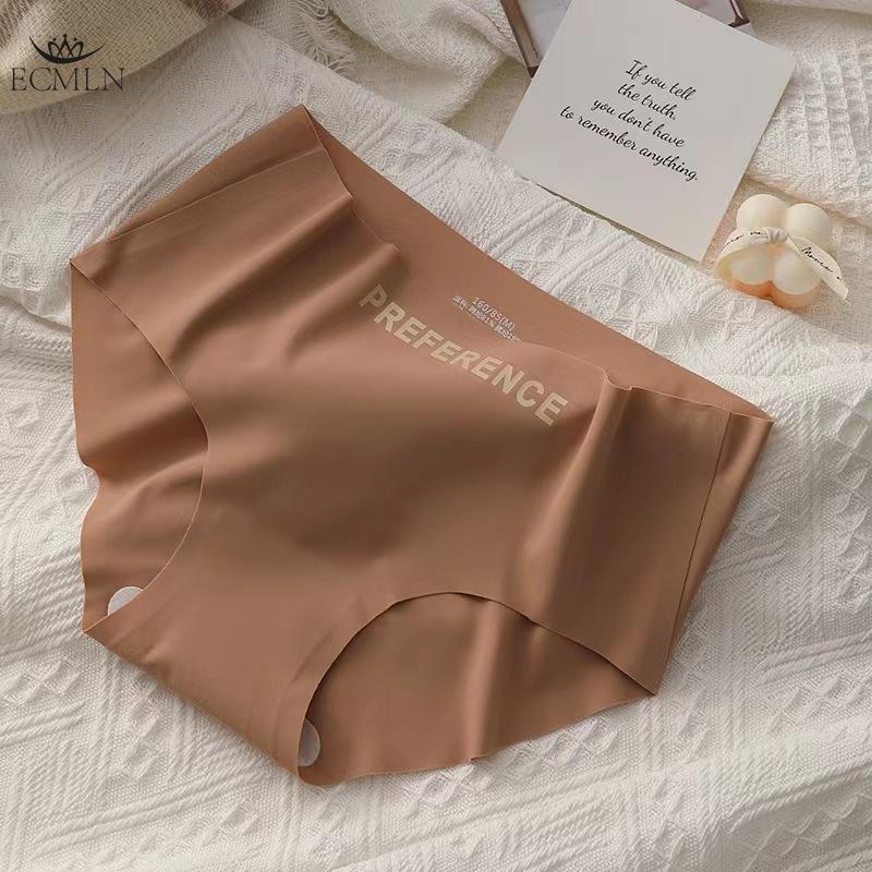 Large Size Women's Maillard Ice Silk Underwear Panties Summer Girls Cotton Crotch Mid-waist High Elastic Womens Underwear Briefs Knickers