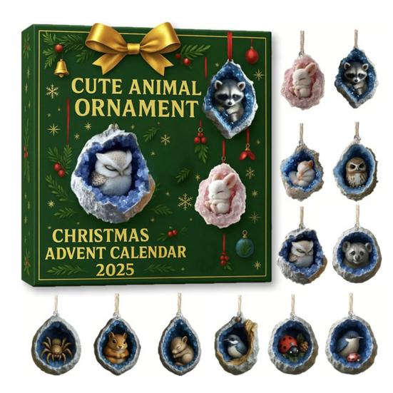 Geode Animal Advent Calendar 2025 24 Days Countdown Calendar with 2D