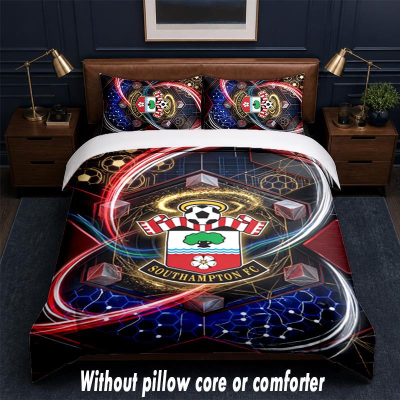 Southampton Fotbalový Design Postel Povlečení Sada 1 Povlak na Peřinu + 2 Povlaky na Polštář Měkké Prodyšné Domácí Ložní Prádlo