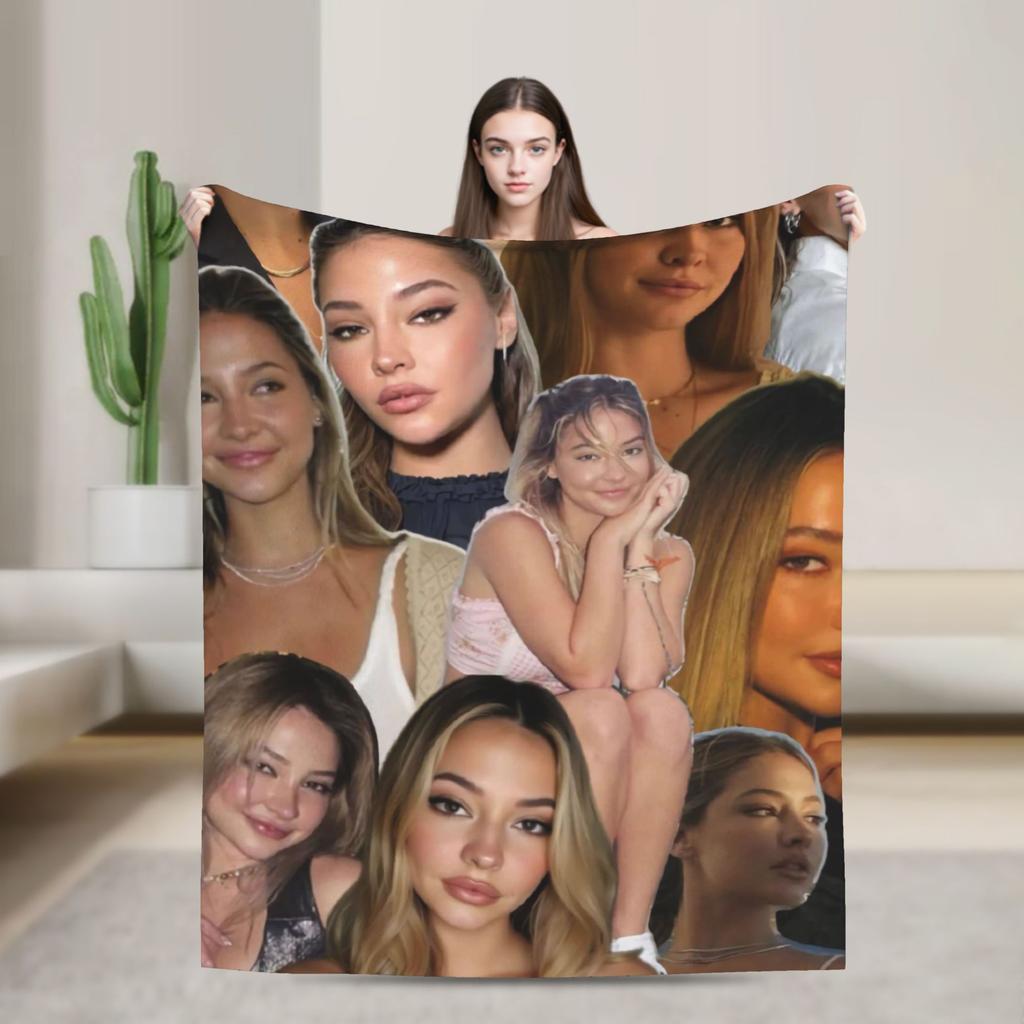 Super Soft Throw Blanket Travel Office Madelyn Cline Beautiful Actress Poster Blanket Flannel For Outdoor Trend Sofa Bed Cover