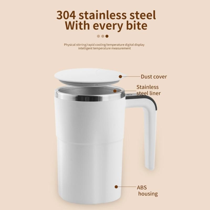 Stirring Mug 380ml Electric with LED Temperature Display Type C Fast Charging Auto Stirring Timer Coffee Cup Gift