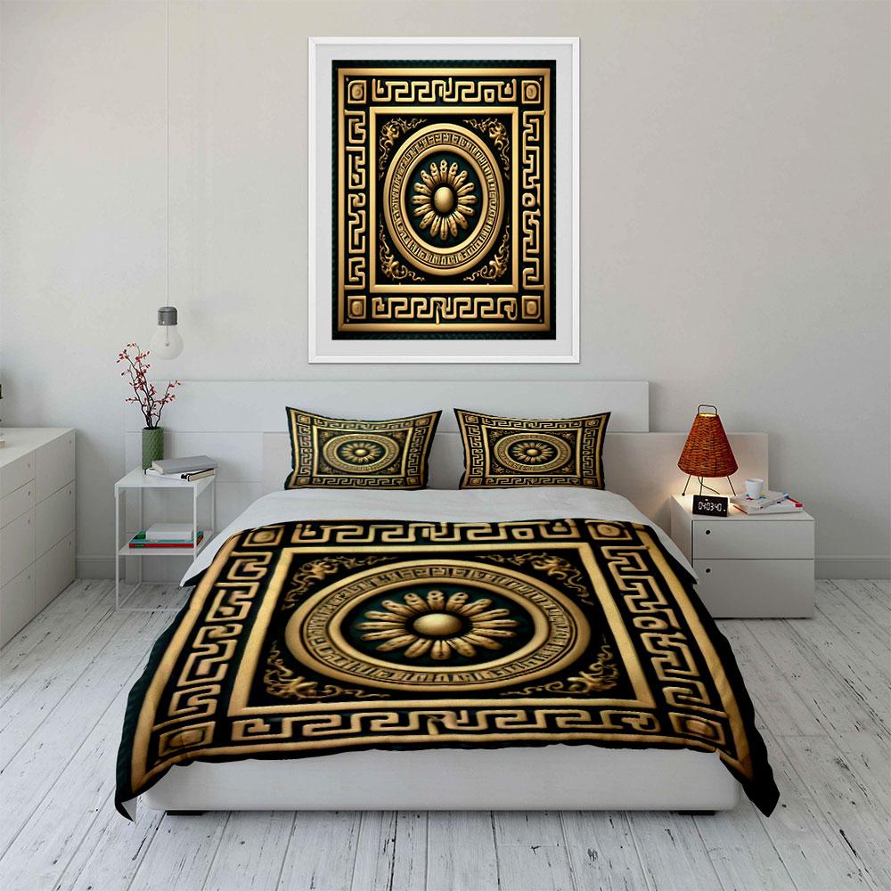 Gold Floral Medallion Pattern. Bedding Sets Duvet Cover Sets Duvet Covers Pillowcases(1*Duvet Cover 2*Pillowcases Without Duvet Insert)