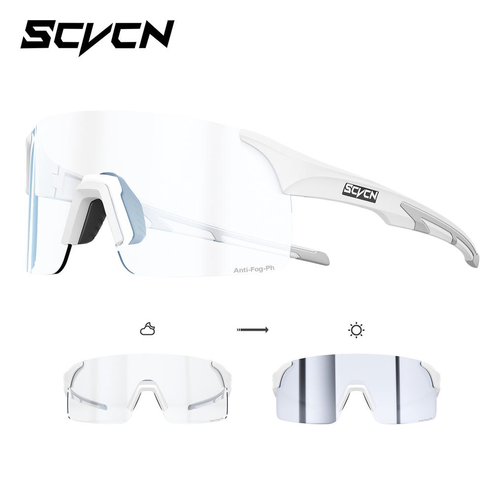 SCVCN Cycling Glasses, Anti-fog, Color-changing, Windproof Goggles, Outdoor Running, Mountaineering, Cycling Sports Goggles for Men