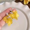 Elegant Hong Kong Style Yellow Petal Stud Earrings: Retro and Versatile Holiday Accessories for Women