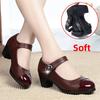 Women's Soft-soled Comfortable Spring and Autumn Single Shoes, Versatile Mid-heel Leather Shoes with One Buckle