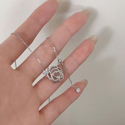 Collar de camelia para mujer, estilo clásico, de plata de ley S925, ligero, de lujo, para minorías, cadena de clavícula avanzada