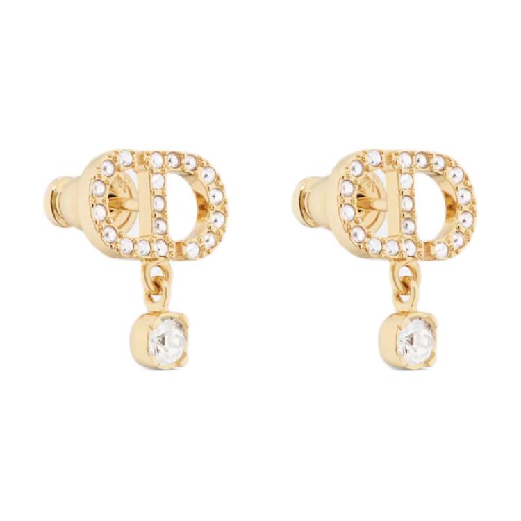 Dior Metallohrringe mit Edelsteindekoration Damenohrringe Gold E3365WOMCYD03S