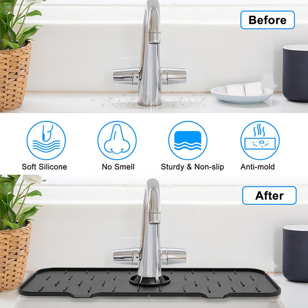 Kitchen Faucet Absorbent Mat Sink Splash Guard Silicone Faucet Splash Catcher Countertop Protector For Bathroom Kitchen Gadgets