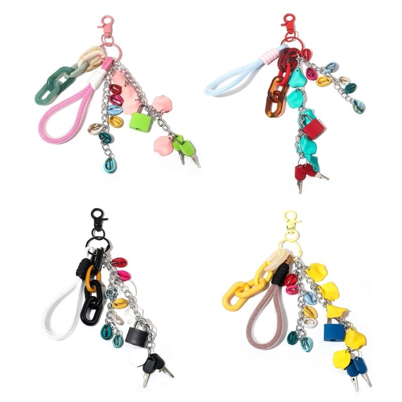 Miniature Lock and Key Pendant Keychain for Purses Backpacks Creative Handmade Gift Stylish Bags Purses Accessories