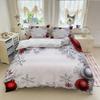 3pcs Christmas Snowflake Bedding Set White with Red and Silvery Ornaments (1Duvet Cover + 2Pillowcase, Without Core) for Winter