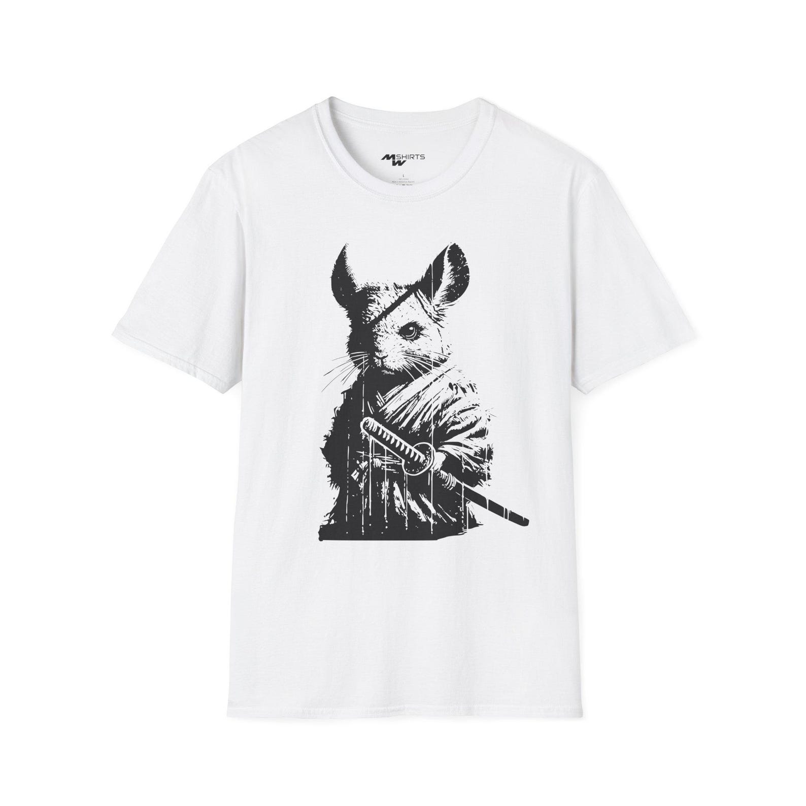 Samurai Chinchilla T-Shirt: Funny Japanese Warrior Cartoon Tee S