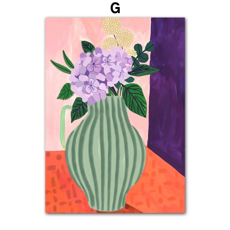 Modern Girl Vase Flower Abstract Illustration Poster Kraft Club Bar Vintage Posters Wall Art Canvas Painting Bedroom Study Decor