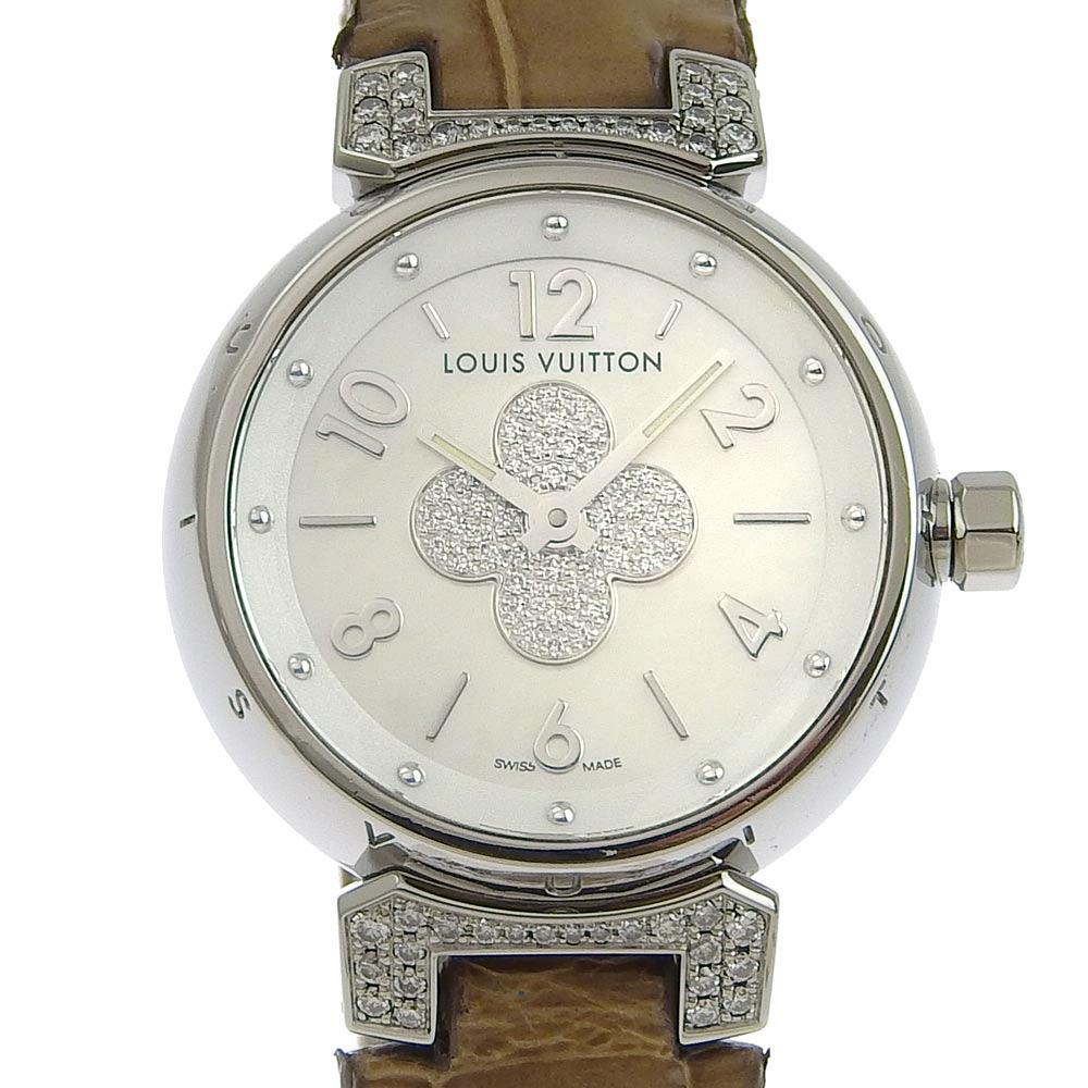 

LOUIS VUITTON Tambour Watches Q121P Forever Brown Silver shellDial Stainless Steel/leather Quartz Analog display Women Used