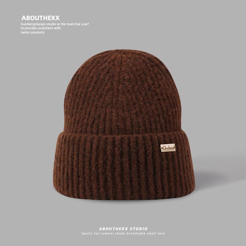 Wool Hat for Women In Winter Small Face Protection Ears and Warm Knitted Hat Outdoor Cold Protection Big Head Flange Hat Men Cold Hat